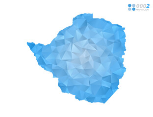 Zimbabwe map blue polygon triangle mosaic with white background. Vector style gradient.