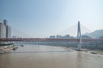 Scenery of Dongshuimen Yangtze River Bridge in Chongqing, China
