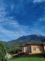 Majestic cloudy sky at a mountain resort