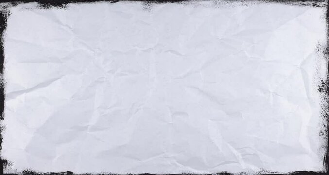 Animated Creased  White Paper Background with Black Grunge Border
