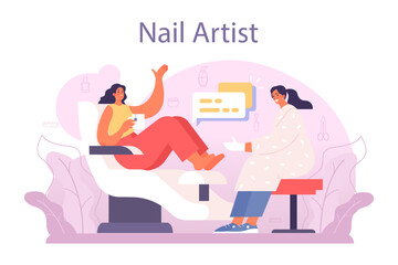 Manicurist service concept. Beauty salon worker. Nail treatment