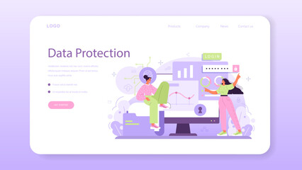 Network engineer web banner or landing page. Specialist setting up