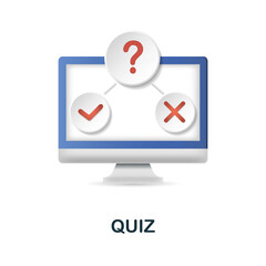 Quiz icon. 3d illustration from e-learning collection. Creative Quiz 3d icon for web design, templates, infographics and more