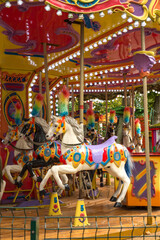 Fototapeta na wymiar kaliningrad russia 09.02.2022 colored carousel with horses