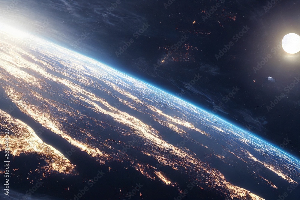 Wall mural 3d rendering of the earth surface from outer space