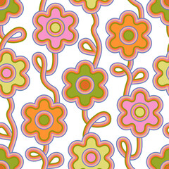 Seamless Pattern of Stylized Flowers - 535485300