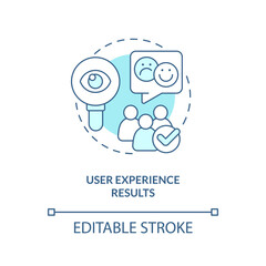 User experience feedback turquoise concept icon. Usability testing website review abstract idea thin line illustration. Isolated outline drawing. Editable stroke. Arial, Myriad Pro-Bold fonts used