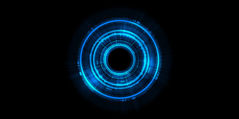 Abstract futuristic background of circle round glowing technology sci fi frame. hud ui