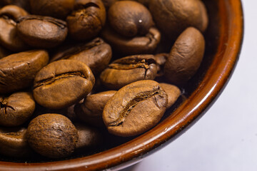 coffee beans isolated close up,white background