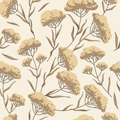 Elegant seamless pattern with beige flowers