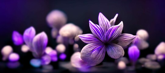 3D realtime hight-res flower with dark colored background.