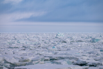 Fototapeta na wymiar Arctic pack ice north of Svalbard