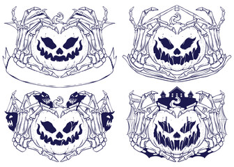 halloween day art line vector illustration
