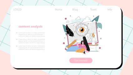 Literary critic web banner or landing page. Professional journalist