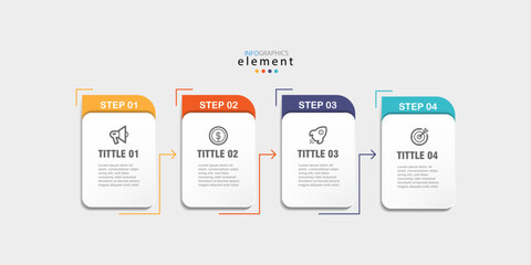 Modern business Infographic with title design template Vector with icons and 4 options or steps. Can be used for process diagram, presentations, workflow layout, banner, flow chart, info graph. Eps10