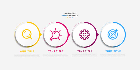 Modern business Infographic with title design template Vector with icons and 4 options or steps. Can be used for process diagram, presentations, workflow layout, banner, flow chart, info graph. Eps10