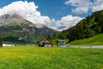 Small hut in a field in Lucerne, Switzerland