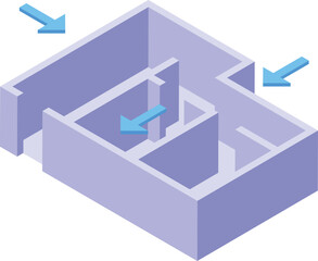 Apartment plan icon isometric vector. Building remodel. Wall repair