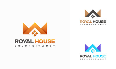 Simple Royal house logo designs concept vector illustration, King Home Building logo symbol