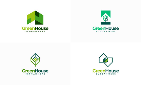 Set of Modern Green House logo designs concept vector, Building Development logo designs template