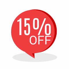 15% DISCOUNT Banner Discount Sale. Offer price tag discount. Special offers . Vector Sticker Illustration