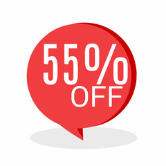 55% DISCOUNT Banner Discount Sale. Offer price tag discount. Special offers . Vector Sticker Illustration