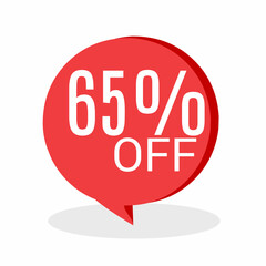 65% DISCOUNT Banner Discount Sale. Offer price tag discount. Special offers . Vector Sticker Illustration