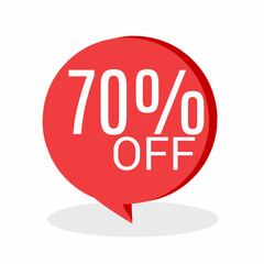 70% DISCOUNT Banner Discount Sale. Offer price tag discount. Special offers . Vector Sticker Illustration