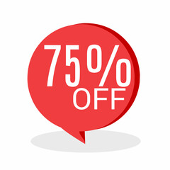 75% DISCOUNT Banner Discount Sale. Offer price tag discount. Special offers . Vector Sticker Illustration