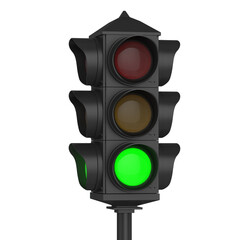Vintage retro looking Traffic light semaphore isolated on transparent background high quality 3d render 