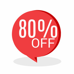 80% DISCOUNT Banner Discount Sale. Offer price tag discount. Special offers . Vector Sticker Illustration