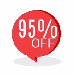 95% DISCOUNT Banner Discount Sale. Offer price tag discount. Special offers . Vector Sticker Illustration