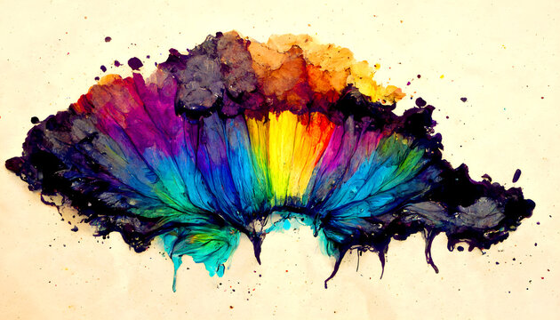 Abstract rainbow butterfly watercolor design illustration