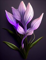 Magical violet African Lily created with the graphics shines on floor.