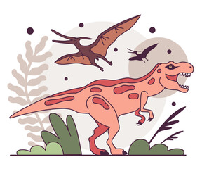 Evolution of life forms on Earth concept. Ancient extinct gigantic © inspiring.team