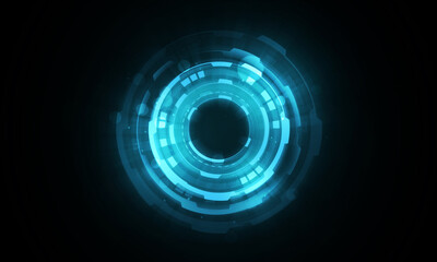 Fototapeta na wymiar Abstract futuristic background of circle round glowing technology sci fi frame. hud ui