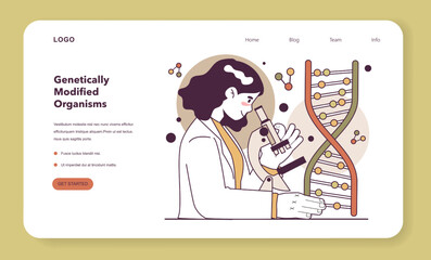 Genetic modificated organism or GMO web banner or landing page