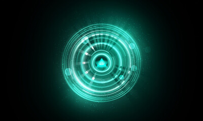 Abstract futuristic background of circle round glowing technology sci fi frame. hud ui