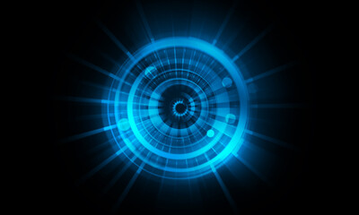 Abstract futuristic background of circle round glowing technology sci fi frame. hud ui