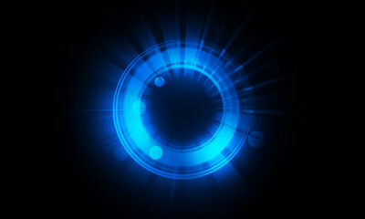 Abstract futuristic background of circle round glowing technology sci fi frame. hud ui