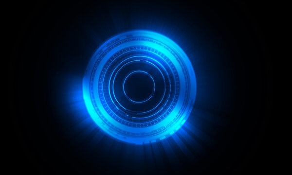 Abstract futuristic background of circle round glowing technology sci fi frame. hud ui