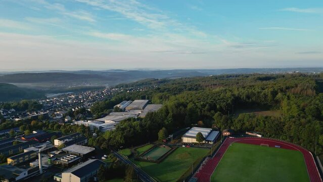 Aerial shot of the green landscape of Bad Marienberg in Germany