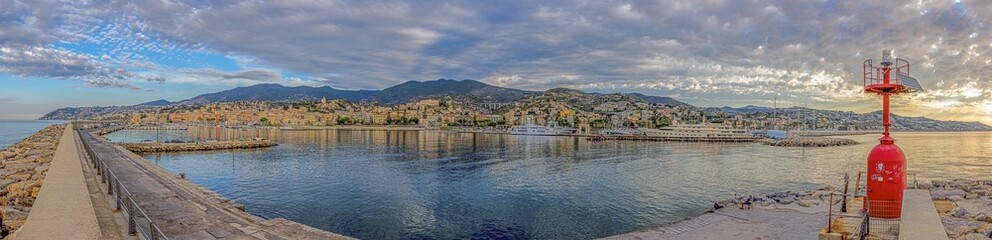 Fototapeta premium Panorama over the harbour of the Italian city of San Remo