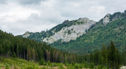 Belianske Tatras ridge contains mountains built of limestone and dolomite with distinctive karst topography