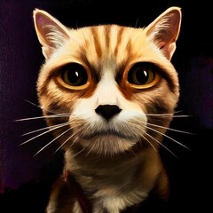 Fototapeta Realistic 3D illustration of a cool cat against the black background obraz