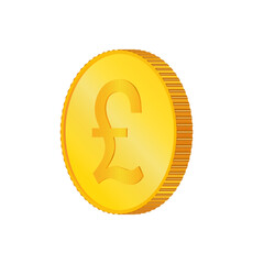 Pound Sterling. 3D isometric Physical coin.