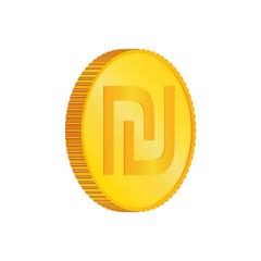 Sheqel. 3D isometric Physical coin.