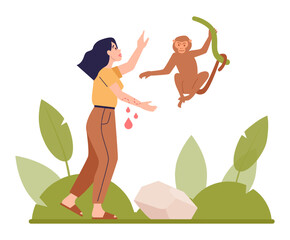 Monkeypox transmission route. Virus animal-to-human transmission through