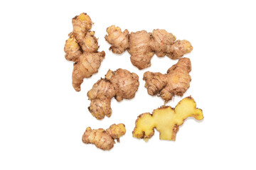 Fresh Ginger ( Zingiber officinale ) isolated on white background