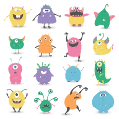 Muurstickers Monster Cartoon monster geïsoleerde set, grappige karakters. Vector illustratie.